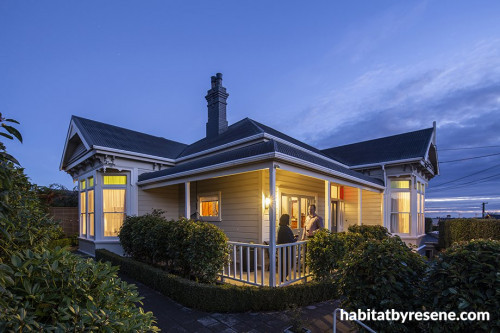 renovation, house exterior, painted weatherboards, brown house, brown exterior, beige exterior