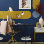Blue office, yellow office, blue and yellow interiors, blue desk space, Warm office space, Resene