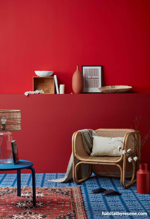 red interior ideas, red interior inspiration, colour palette, red feature wall, interior design