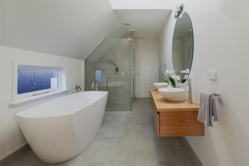 bathroom, modern bathroom, white bathroom, freestanding bath, neutral bathroom