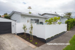 house exterior, grey exterior, white painted fence, resene alabaster, exterior inspiration