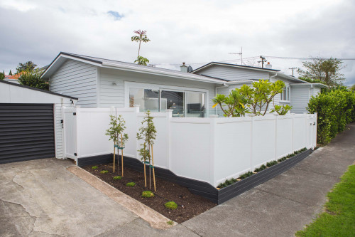 house exterior, grey exterior, white painted fence, resene alabaster, exterior inspiration
