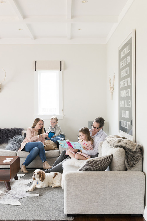 living room, white, bungalow, renovating a bungalow, bungalow renovation, resene merino