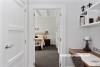 white bedroom, master bedroom, hallway study, hallway office, white home office