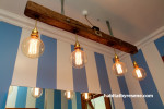 bathroom, ensuite, bathroom lights, striped bathroom, blue and white stripes