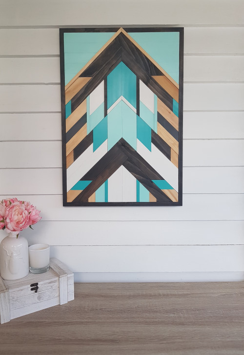wall art, resene artwork, geometric art, wooden wall art, diy inspiration, resene java, gift idea
