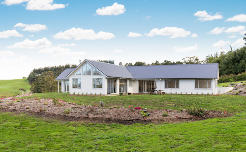 house exterior, white house, white exterior, Customkit home
