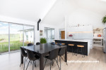 kitchen, white kitchen, black and white kitchen, open plan living, monochrome dining room 