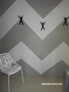 painted hallway, grey hallway, grey and white patterned wall, interior design 