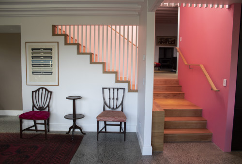 Dining room, accent wall, pink wall, neutrals with pink, Resene