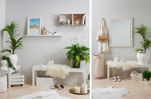 white bedroom, neutral bedroom, white entranceway, neutral entranceway, resene whites