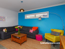 blue paint, living room, lounge bold colours, feature wall, bright paint 