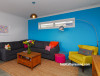 blue paint, living room, lounge bold colours, feature wall, bright paint 