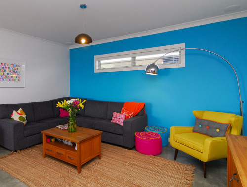 blue paint, living room, lounge bold colours, feature wall, bright paint