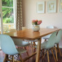 dining room, neutrals, pastel tones, interior, pink paint 
