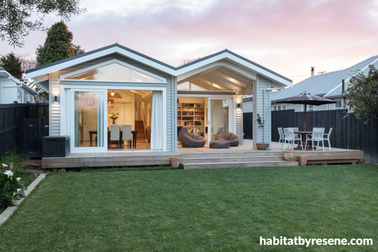 house exterior, bungalow exterior, renovated bungalow, grey exterior, grey house, resene foggy grey