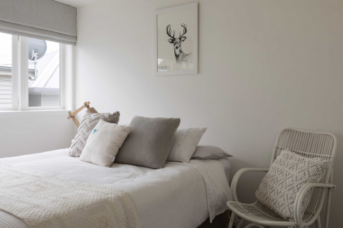 bedroom, white bedroom, neutral bedroom, resene half bianca, cream bedroom, guest bedroom