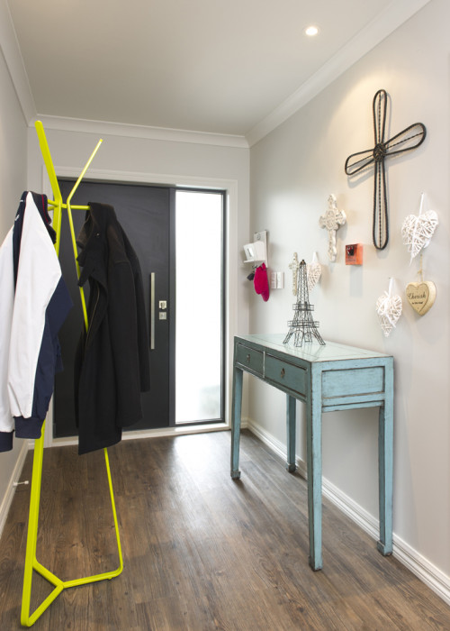 entrance way, white hallway, interior, weathered side board, home decorating ideas