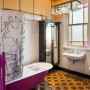 bathroom inspiration, bathroom ideas, colourful bathroom ideas, pink bathtub, interior design