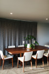 dining room, grey dining room, grey interior, resene half foggy grey, white ceiling 