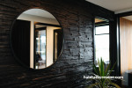 entranceway, black entranceway, black feature wall, resene nero, black and white, black hallway