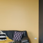 tv room, lounge, yellow lounge, black and yellow. yellow feature wall, yellow tv room 