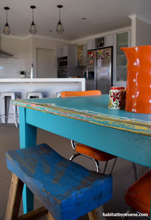 blue table, DIY, upcycling table