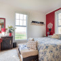 red, bedroom, guest house, french country