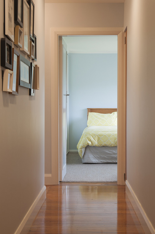 hall, hallway, blue, white, neutrals