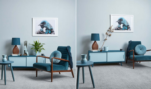 living room, lounge, blue living room, blue lounge, resene duck egg blue, blue room, monochromatic