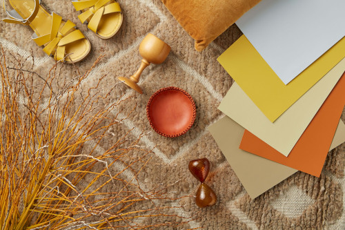 moodboard, interior inspiration, resene duck egg blue, mustard, burnt orange, resene thumbs up