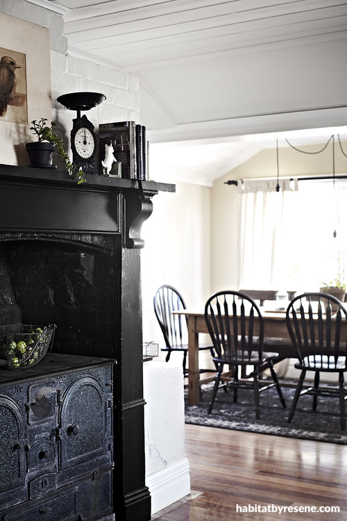 Dining room, character villa, fireplace