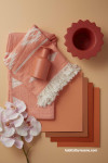 styling ideas, flatlay, design ideas, orange, warm tones, paint swatches, pink, moodboard 