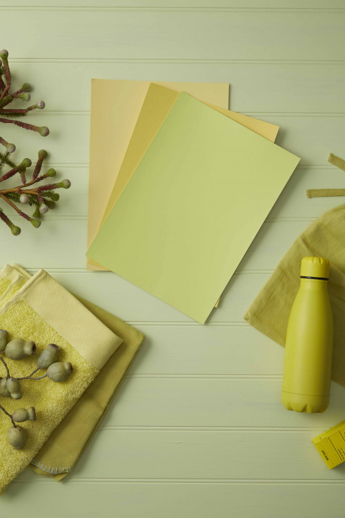 citrus tones, yellow, green, styling ideas, design ideas, moodboard, flatlay