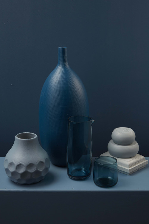 blue colour palette, table display, interior styling, blue paint, Resene Cello, tone