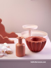 pink colour palette, table display, interior styling, pink paint, Resene Sakura, table, tone