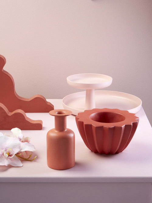 pink colour palette, table display, interior styling, pink paint, Resene Sakura, table, tone