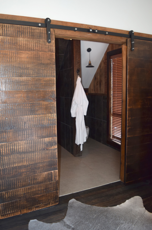 stained timber, polyurethane