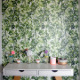 feature wall, feature wallpaper, leaf wallpaper, green wallpaper, entranceway, hallway 