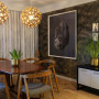 dining room, wallpaper feautre, patterned feature wall, grasscloth backdop, inspired by nature 