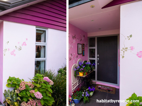 pink exterior ideas, pink exterior inspiration, exterior design, pink house, colour palette, resene