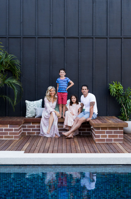 house exterior, black exterior, pool area, swimming pool, resene black