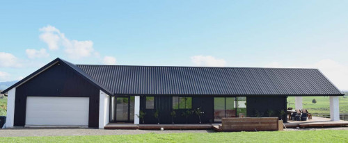 house exterior, black house, black exterior, monochromatic, black and white home