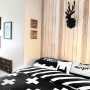 bedroom, kids bedroom, childrens bedroom, white bedroom, black and white bedroom, wood feature