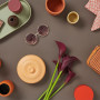 new neutrals, vase, trays, neutral decor inspiration, green, orange, purple, Resene 