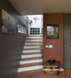 entranceway, foyer, brown and red paint, brown entrance foyer