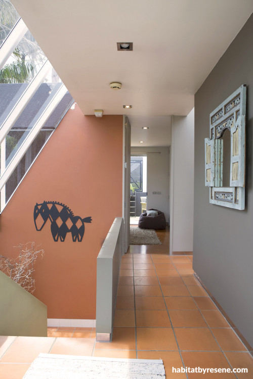 entranceway, hallway, terracotta paint, brown hallway 