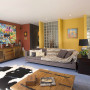 red living room, lounge, yellow living room, red paint, yellow paint 