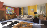 red living room, lounge, yellow living room, red paint, yellow paint 