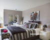 neutral bedroom, painted feature wall, brown bedroom, brown and white paint 